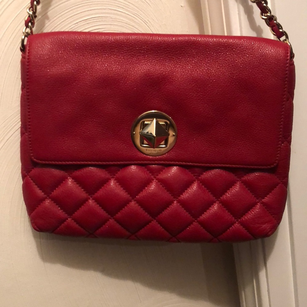 Kate Spade leather, quilted red purse - Picture 2 of 8